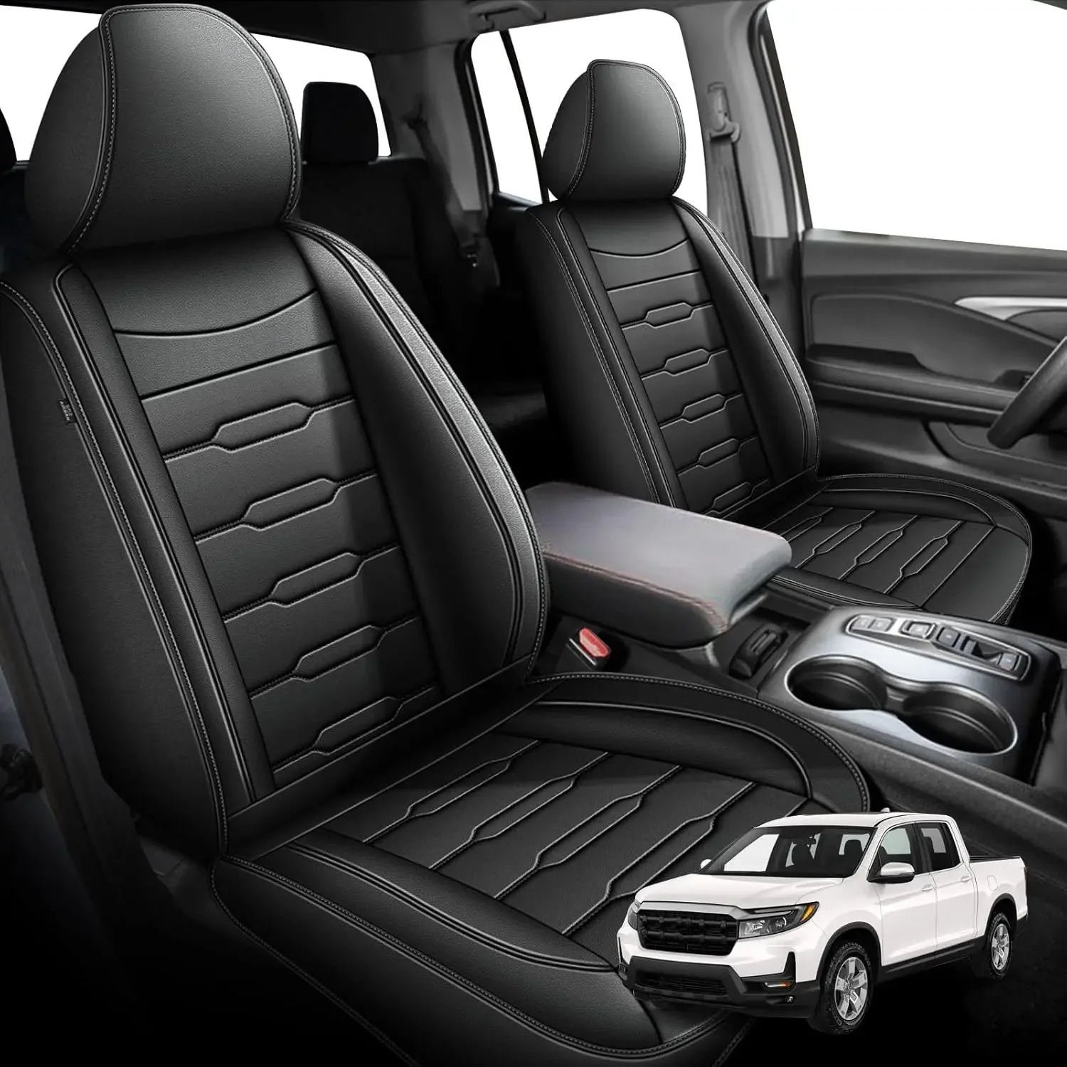 

Seat Covers Fit for Honda Ridgeline 2006-2024 2025: Crew Cab 5 Seats Car Seat Covers Faux Leather Truck Pickup Seat Cushion