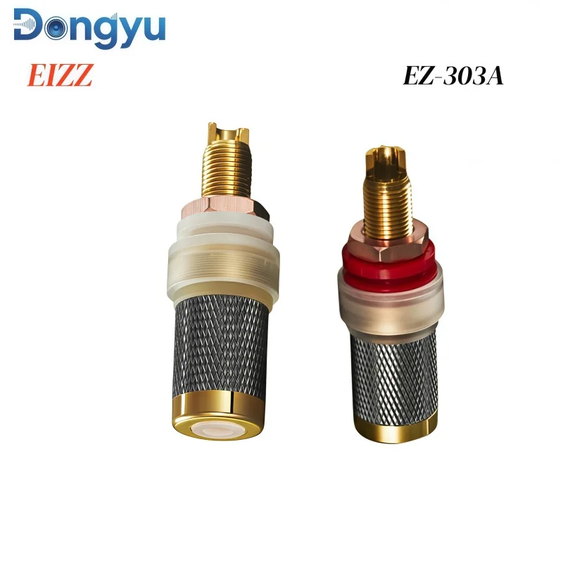 EIZZ EZ-303A EZ-302 24K Gold Plated Pure Copper Binding Post, Solderless Banana Jack for Tube Amplifier Audio Plug Connector view 5