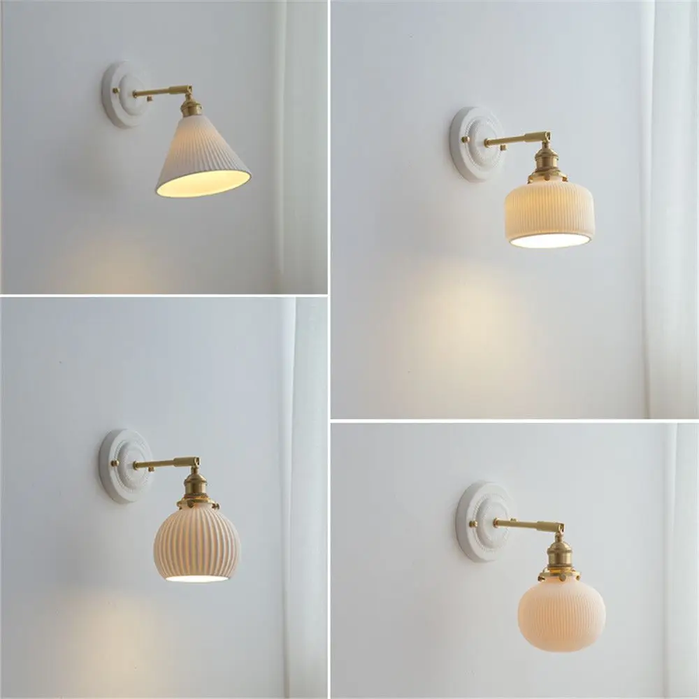 

Nordic Brass Ceramic Sconces Rotary Wall Light Swivel For Living Room Bathroom Bedroom Bedside LED Wall Lamp Home Decor Lighting