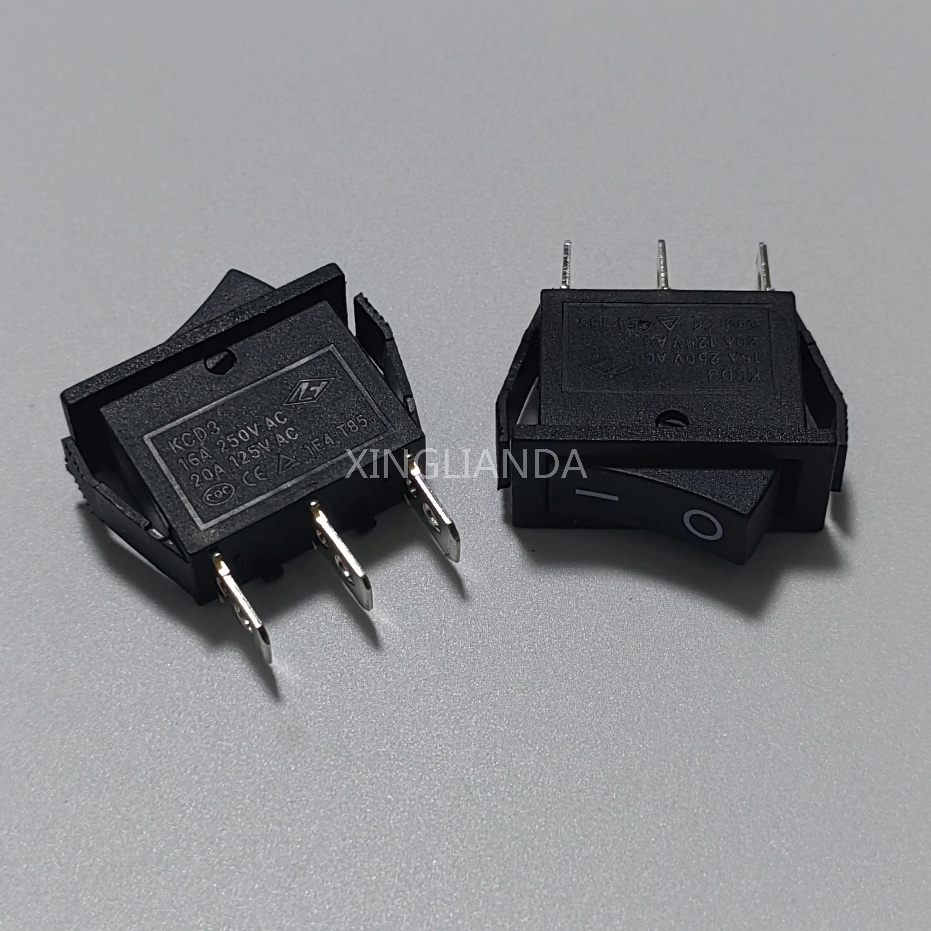 20PCS KCD3 Rocker Switch ON-OFF 2 Position 3 Pin Electrical equipment Switches 15A/250VAC 20A/125VAC Black No Light