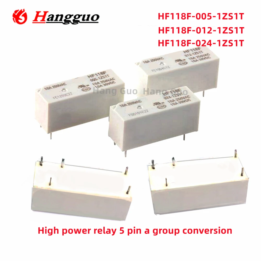 5pcs/Lot Original HF118F-005-1ZS1T HF118F-024-1ZS1T HF118F-024-1ZS1T 5 pin a set of conversion small high-power relays