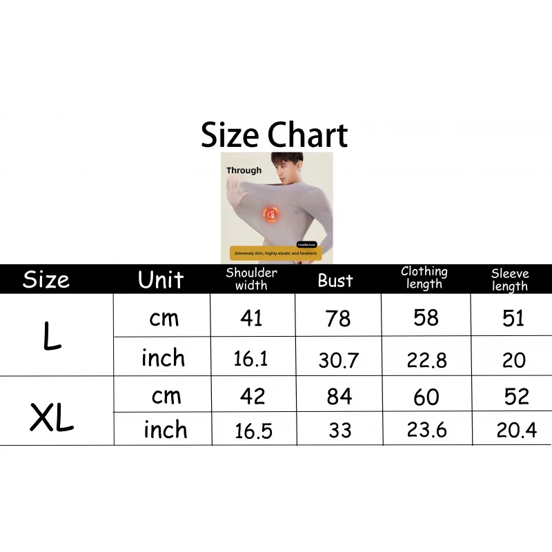 Cold-Resistant Thermal Underwear for Men, Ultra-Thin High Elasticity Close-Fitting Invisible Base Layer Set, Heat Energy Muscle
