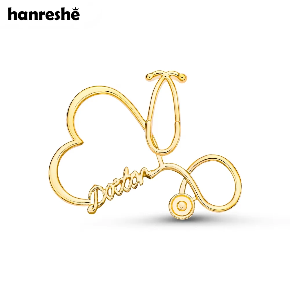 Hanreshe Medical nuevo corazón estetoscopio Pins Doctor enfermera solapa mochila abrigo broche insignia medicina joyería regalos
