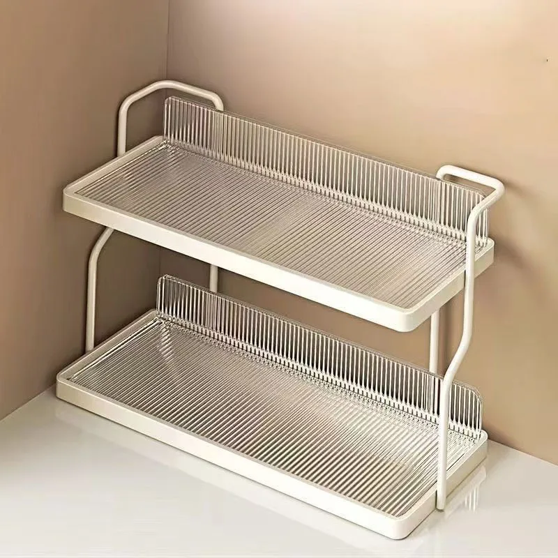 Acrylic Kitchen Spice Rack 2-Layer Countertop Organizer Versatile Storage Rack For Condiments And Herbs Home Kitchen Essentials