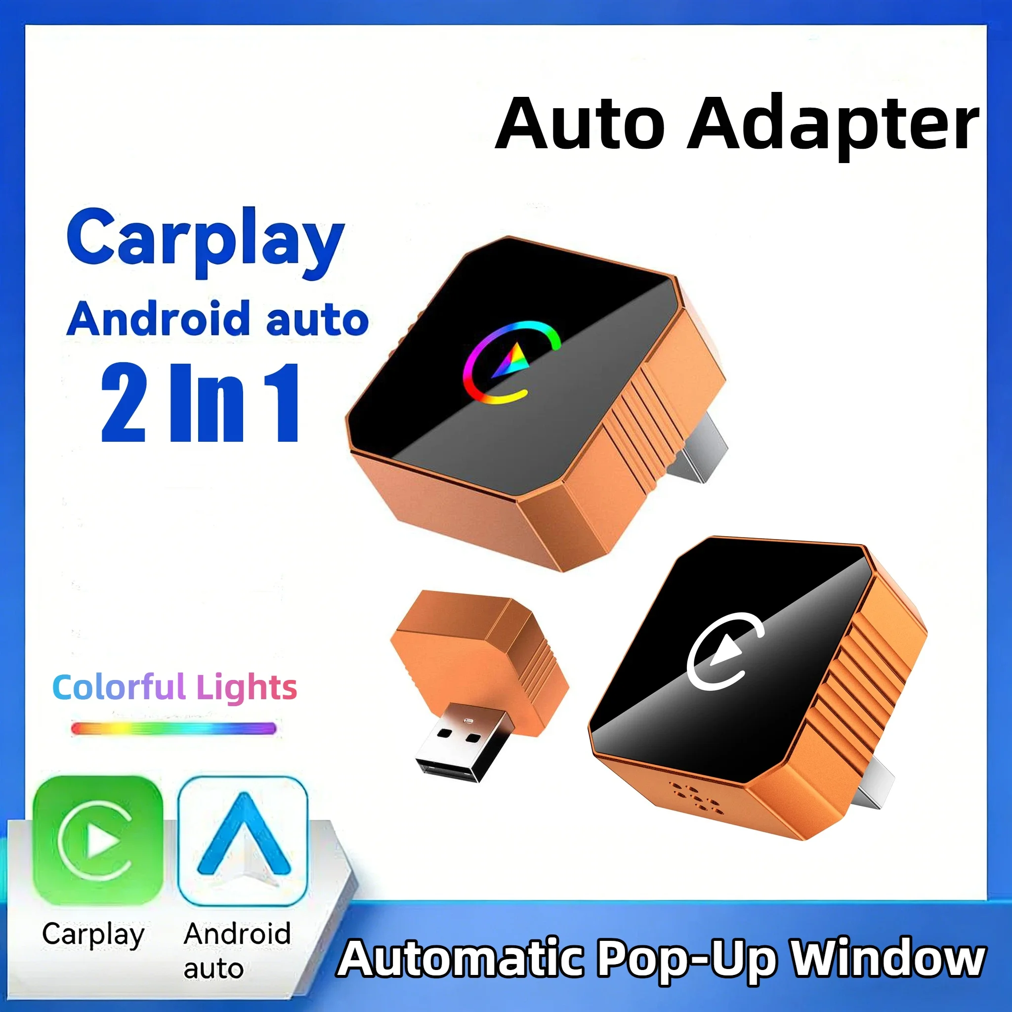 

Беспроводной адаптер Mini Cube для CarPlay и Android Auto, USB-донгл Plug & Play, быстрое автоматическое подключение, преобразование проводного CarPlay в беспроводной.