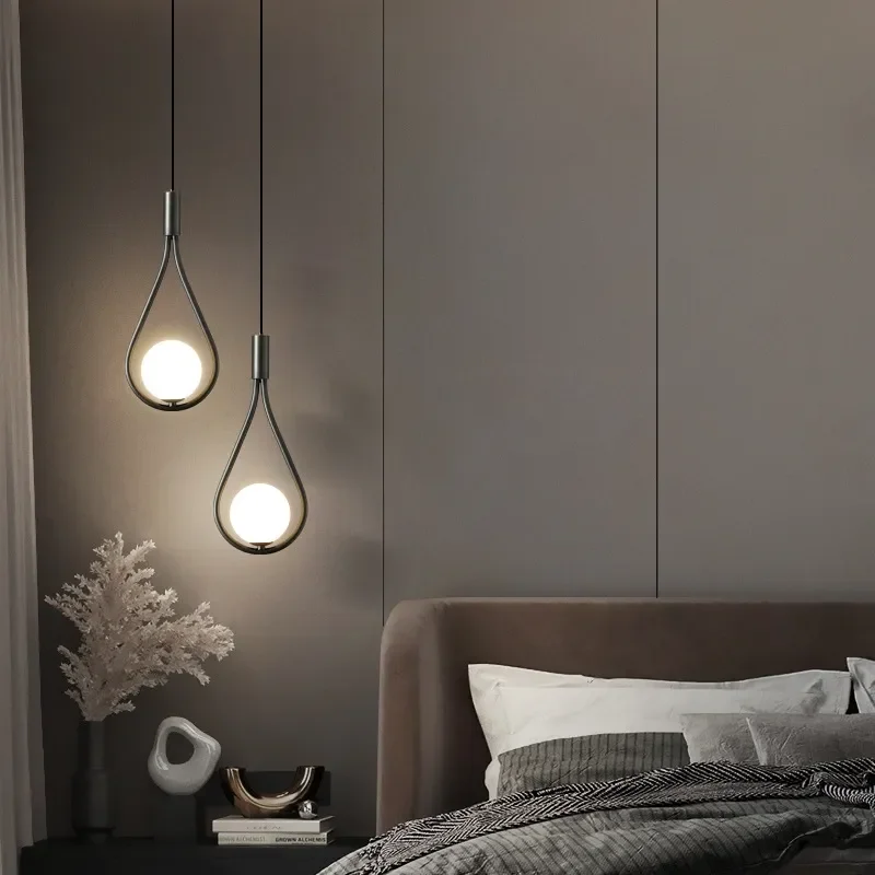 

Nordic Luxury Bedroom Bedside Ceiling Pendant Light Restaurant Hanging Lamps Living Room Indoor Lighting Fixtures Glass Ball