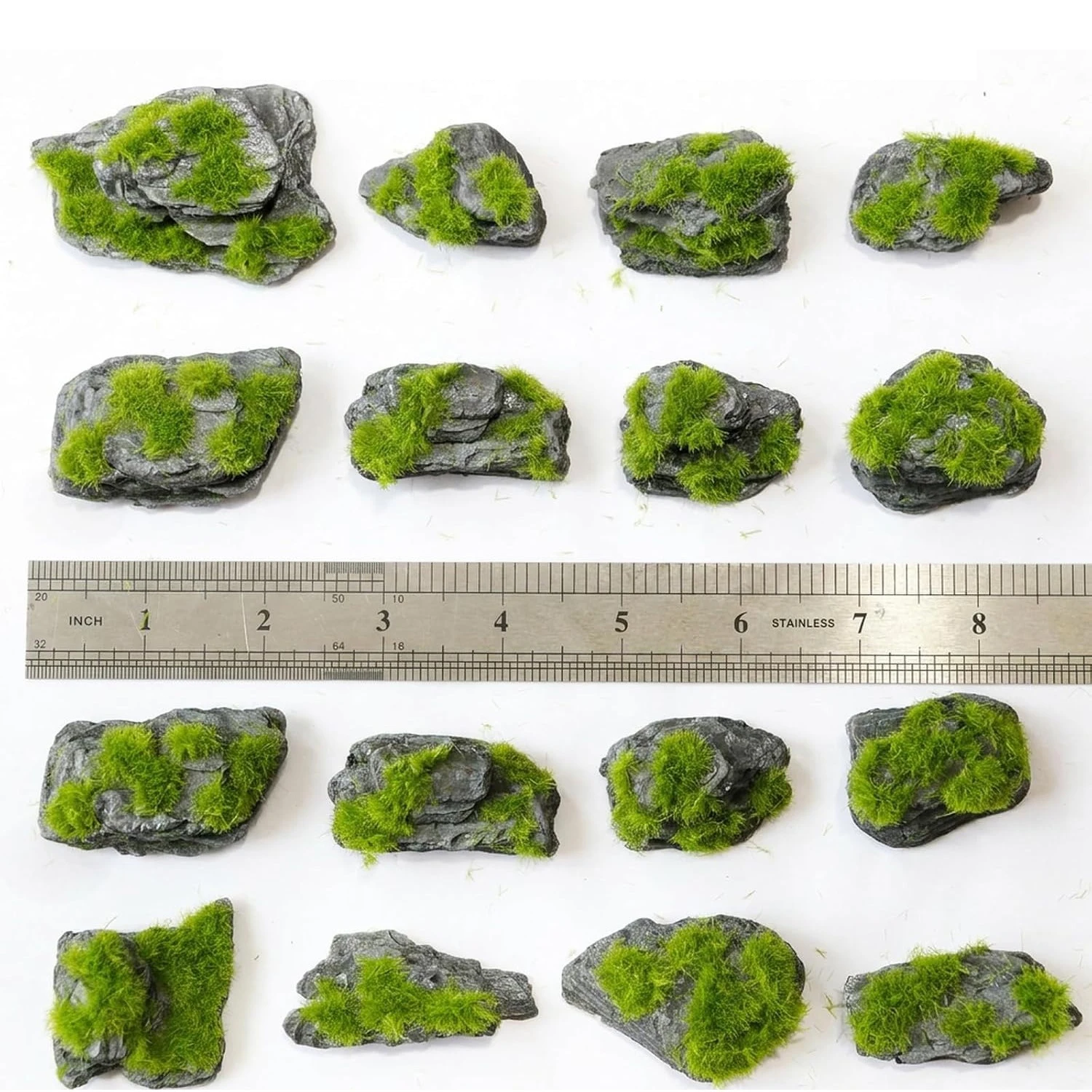 12pcs Handmade Bark Moss Covered Mini Imitation Rocks Aquarium Bonsai Micro Landscape Terrarium Diorama Decor