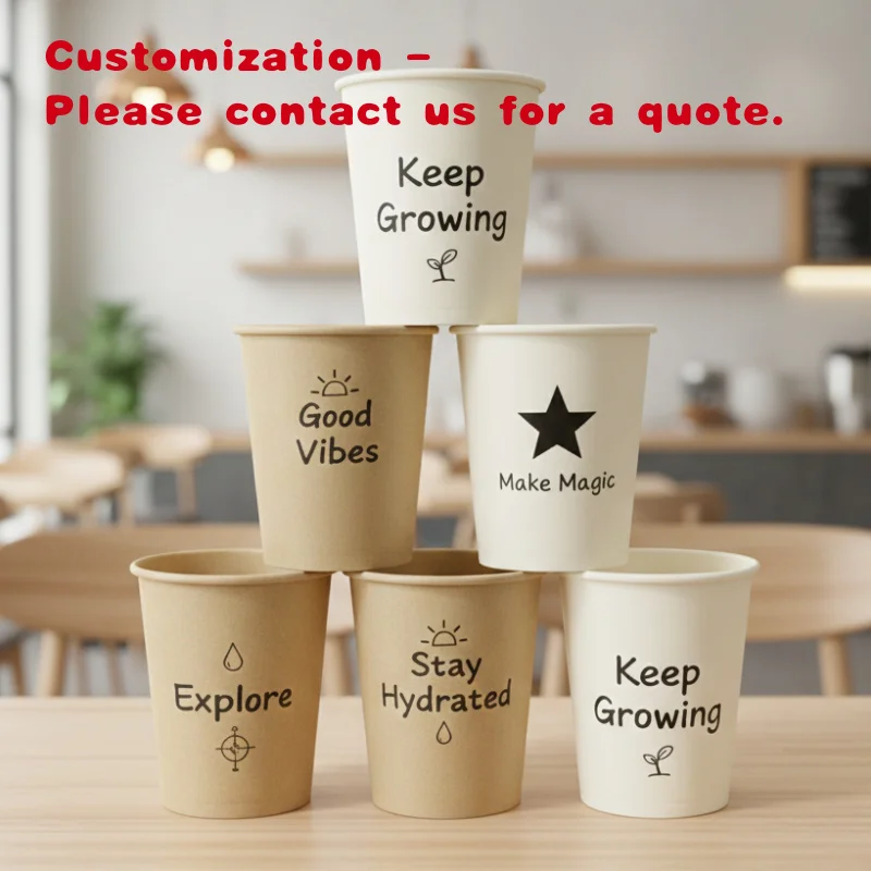 

custom.Eco Friendly Biodegradable Single Wall Paper Coffee Cup Custom Printed Compostable Disposable Hot Drinking Cups