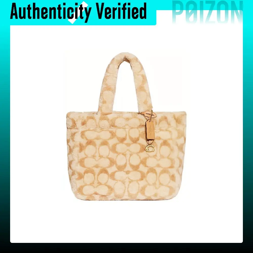 COACH Shearling Tote Bag, Shopping Bag, Shoulder Bag, Crossbody Bag, Handbag Large Women's Light Yellow CC442-B4UPX