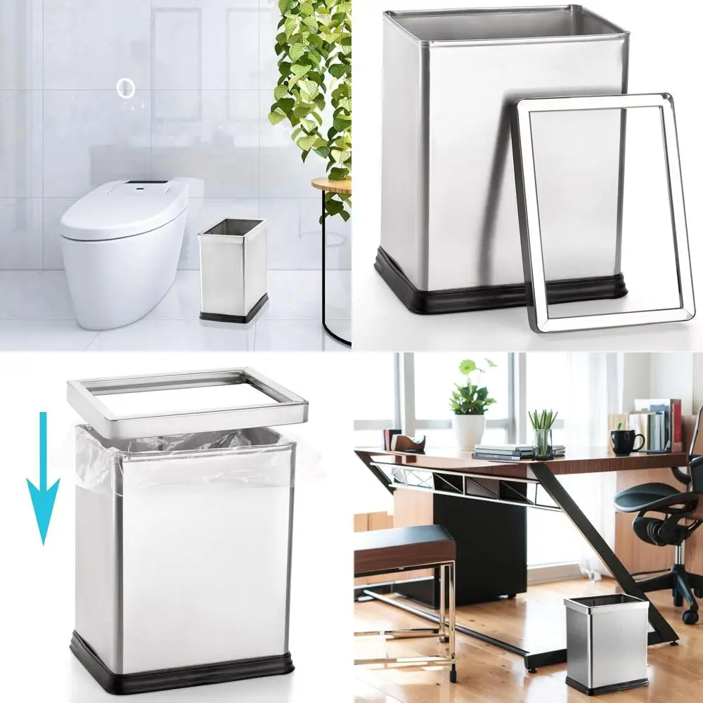 

Контейнер для мусора с открытым верхом из нержавеющей стали 10 л со съемными вкладышами для домашнего, офиса и использования на кухне