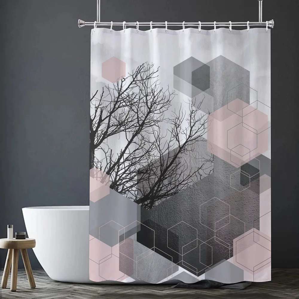 Geometric Shower Curtains Things for the Bathroom Accessories Folding Partition Bath Curtain Bedrooms Houses Rooms Quarto Home