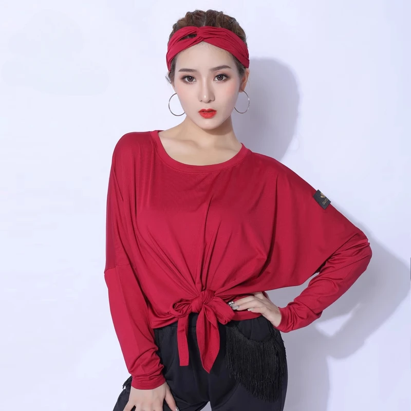 

Latin Dance Clothes Women's Adult Spring New Practice Clothes Long Sleeve Tops Professional Dance Clothes