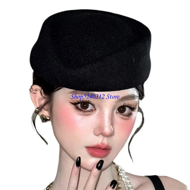 634C Retros قبعة بيريه أنيقة مع تيجان مسطحة ومتانة أغطية رأس عصرية للملابس غير الرسمية أو ملابس السهرة