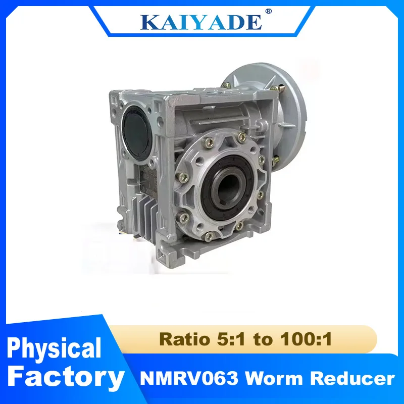 New Round Flange NMRV063 Worm Reducer Ratio 5:1 to 100:1 Input Hole Diameter 14mm 19mm 24mm Output Bore 25mm RV063 Turbo Gearbox