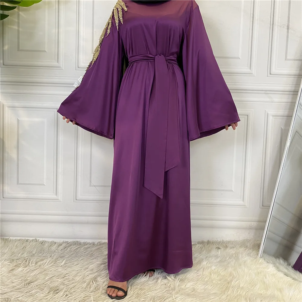 

Long Muslim Dress Women Spliced Pearl Kaftan Plus Size Casual Dubai Abayas Dress Women Clothes Long Sleeve Musulmane Vestidos