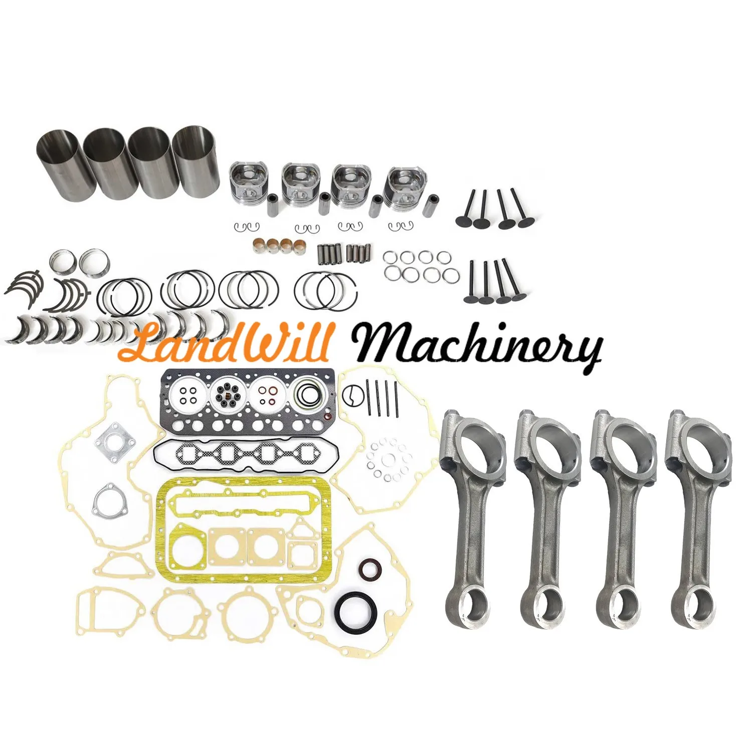 Overhaul Rebuild Kit + 4pcs Connecting Rod Fits For Mitsubishi S4L2 Engine