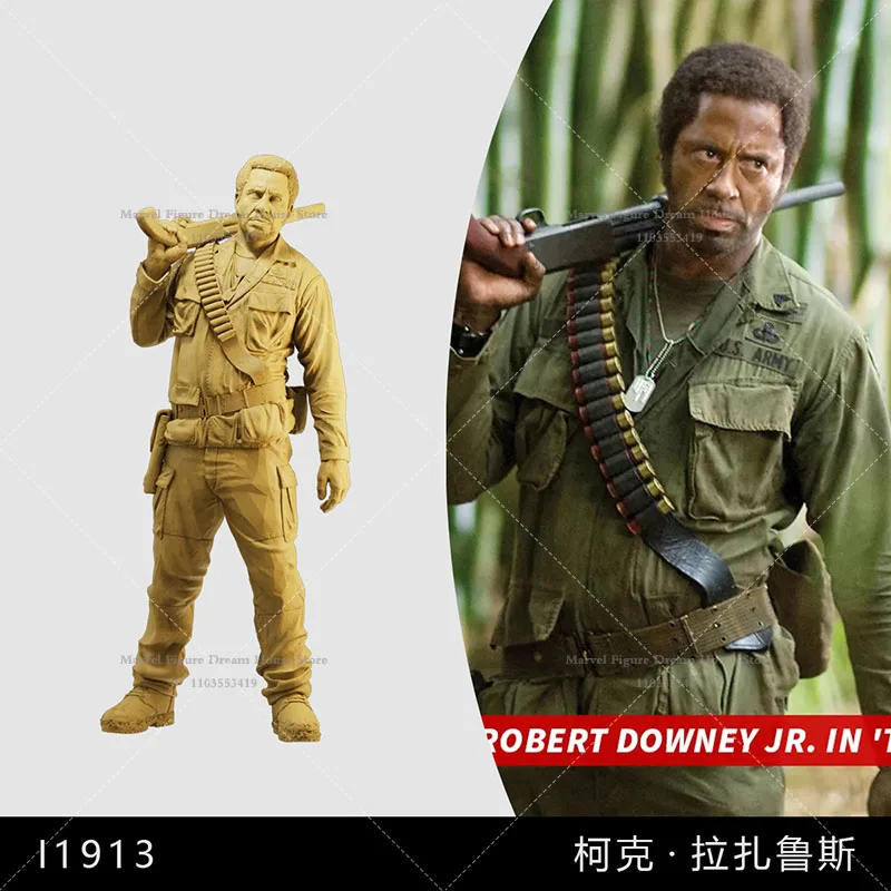 

1/64 1/43 Scale Miniature Scene Doll Movie Star Kirk Lazarus Shooting Tropical Jungle War Un-panited White Mini Male Figure