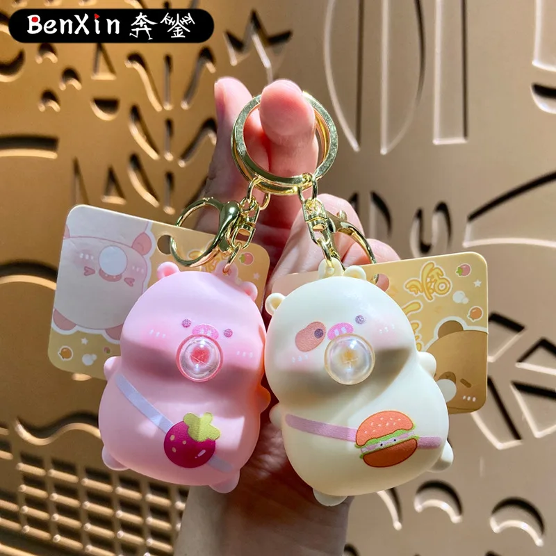 2025 سلسلة مفاتيح Miniso Genshin Impact Bubble-Blowing، قلادة حقيبة مدرسية، سلسلة مفاتيح هدية صغيرة لتخفيف التوتر وتنفيسها