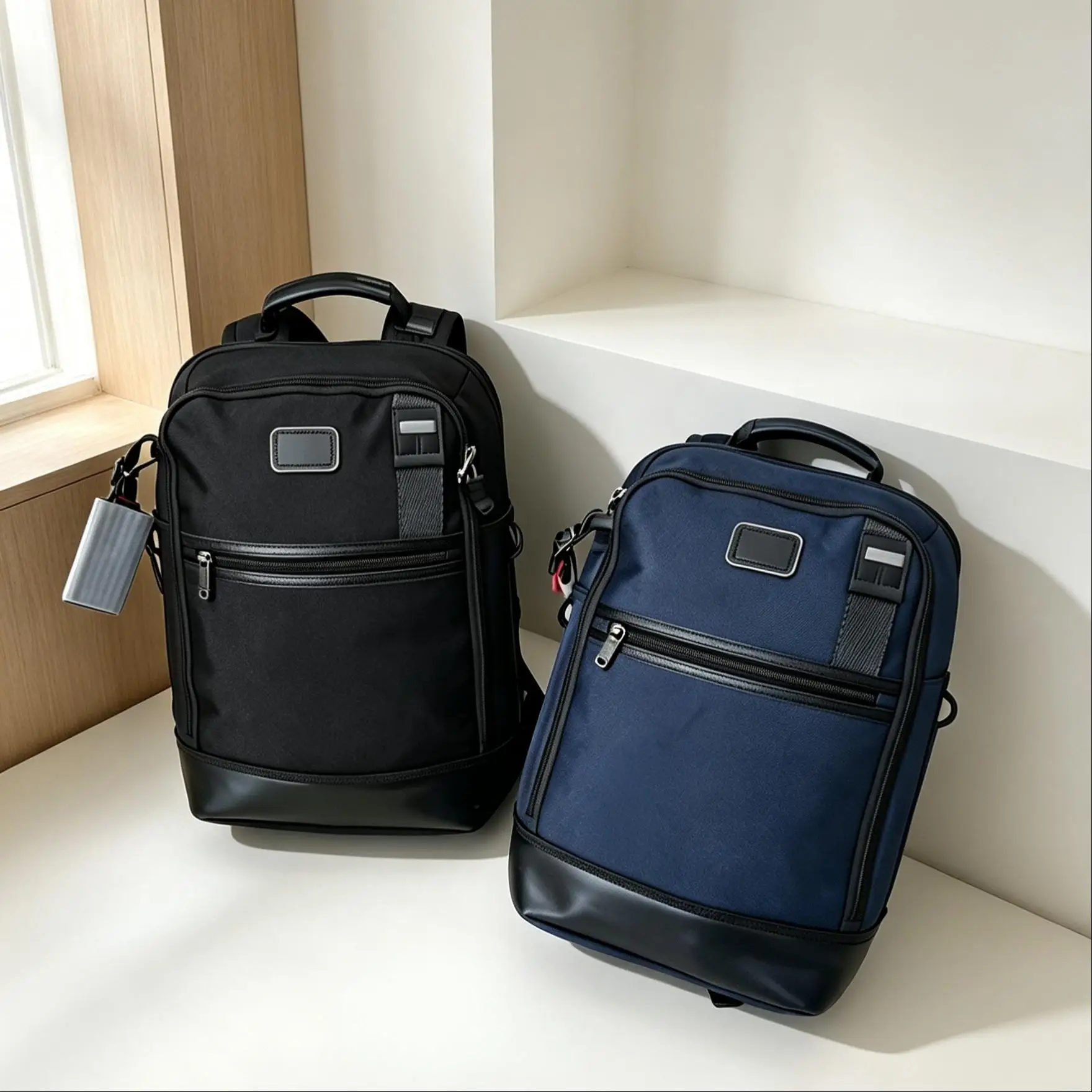 Men's Nylon Business Backpack, Large Capacity Waterproof Laptop Bag, Casual Commute School Daypack
