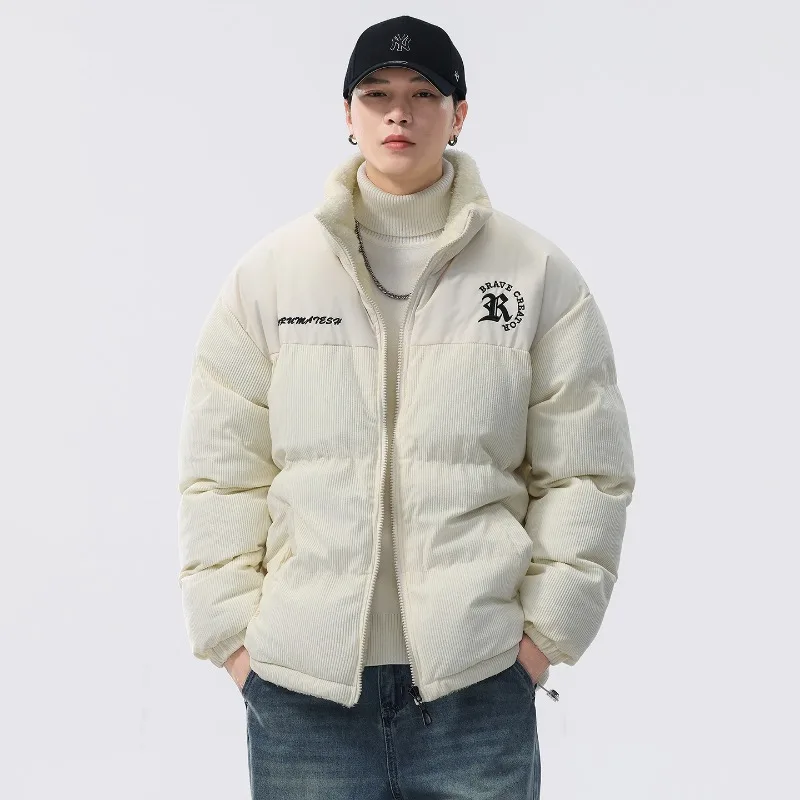 

Men's Winter 2025 New Style American High Street Warm Jacket Patchwork Loose Casual Cotton-padded Jacket Men Clothing Coat