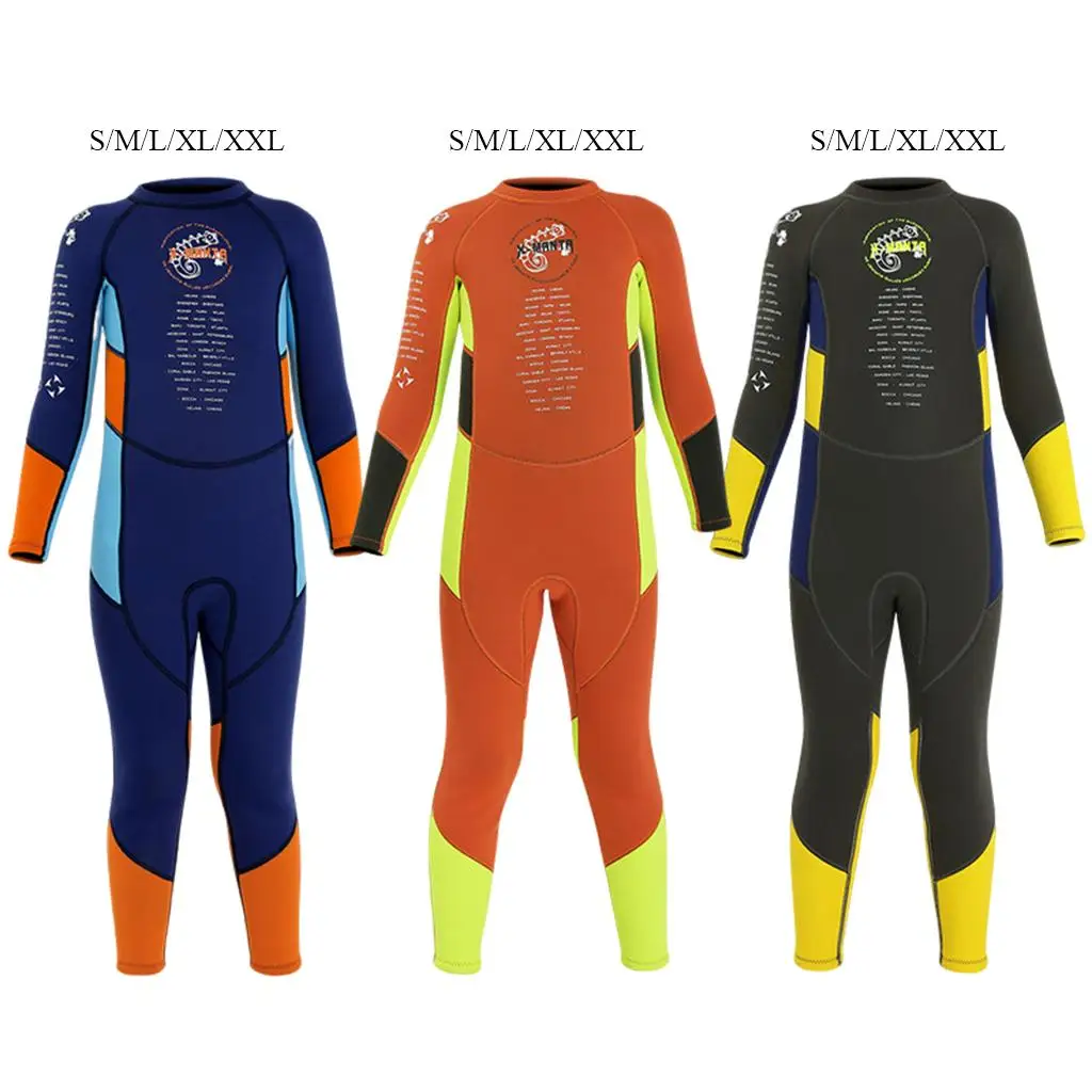 Kids Wetsuit 2.5mm Neoprene Back Zip Long Sleeve Wetsuit Full Body Piece Wet