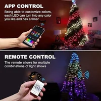 1.8CM/2.1CM RGB Christmas Tree Waterfall Lights With Star Topper,APP Remote Control LED String Lights Multicolor Fairy Light Indoor Outdoor 3