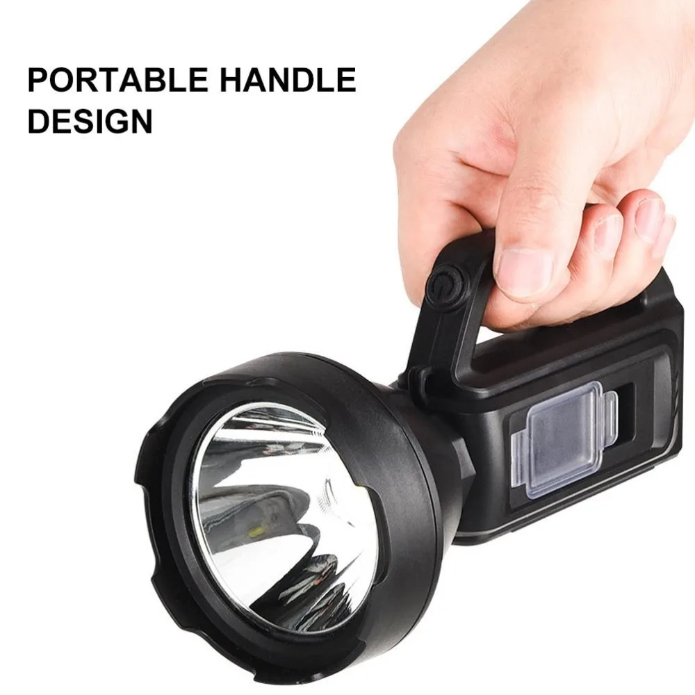 Portable Plastic Flashlight Solar Power Super Bright Hand Lamp USB Charge Hand Held Camping Light Night Hike