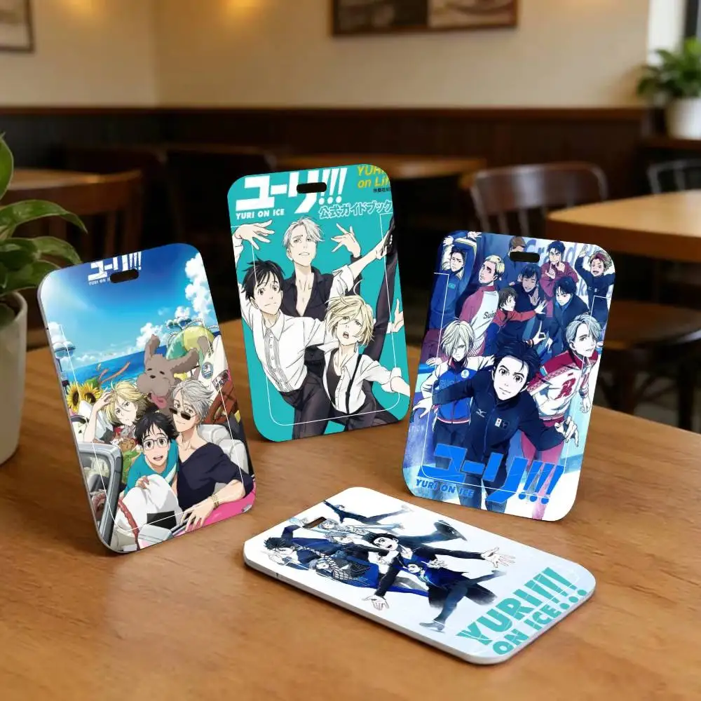Y-Yuri On ICE Anime ID Card Holder Neck Strap Pendant Door Badge Holder Lanyards Keychain Work Credential Case Gift