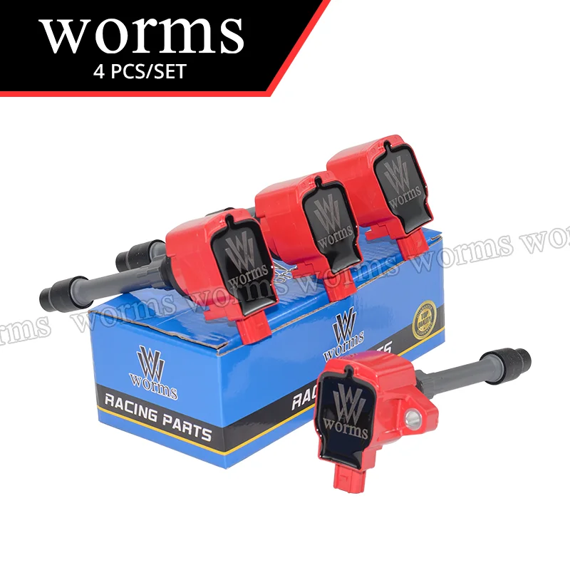 Worms Racing Ignition Coil 4PCS Set High Performance For Honda Civic Accord CR-V 1.5L 2.0L L4 3052059B013