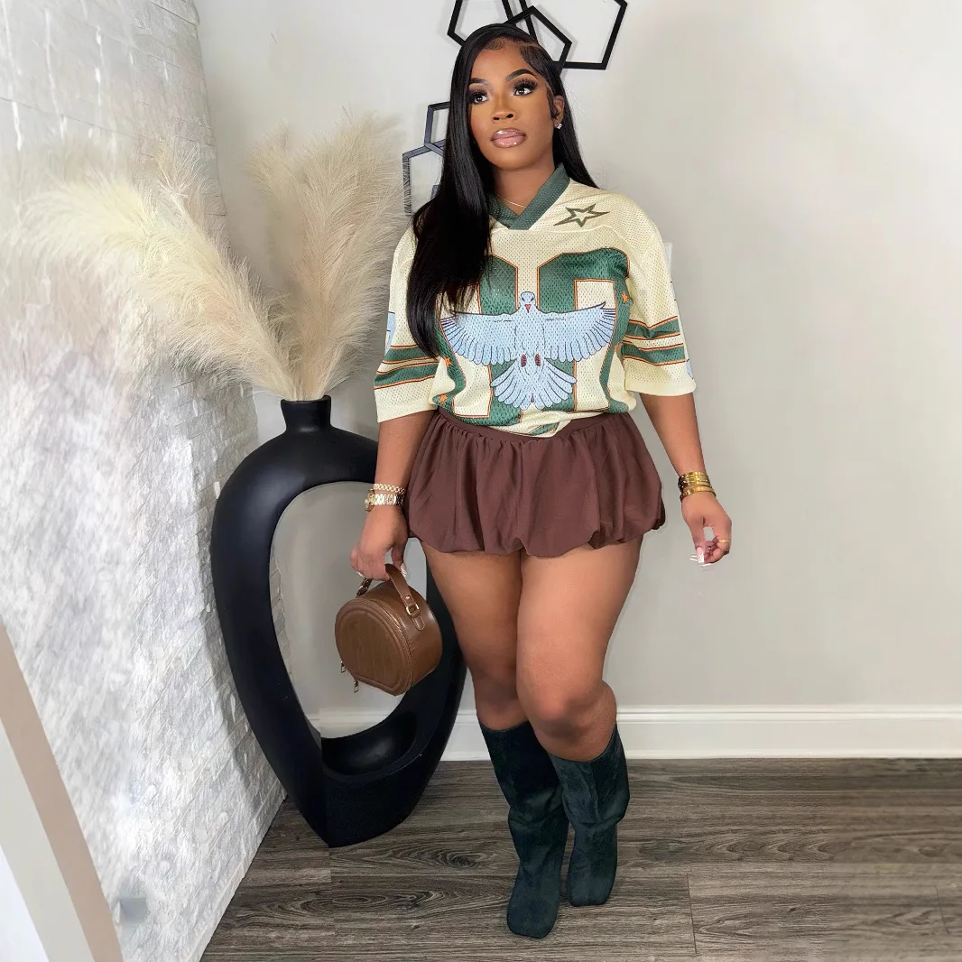 Tw615 verão europeu e americano moda retro solto camiseta casual, camisa esportiva de rua com bloqueio de cor, camiseta longa de manga curta