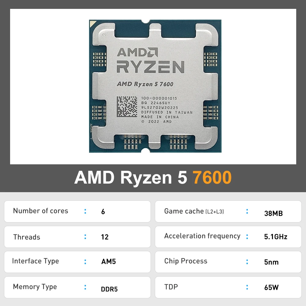 Новый комплект AMD Ryzen 5 7600 процессор CPU + ASRock A620M-HDV/M.2 новая материнская плата Micro-ATX A620 DDR5 AM5 комплект материнских плат