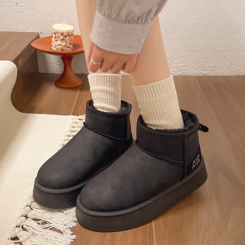 New Winter Fashion Thick-soled Snow Boots Flat-soled Plus Velvet Cuff Cotton Shoes Comfortable Mid-calf Casual Women\'s Boots