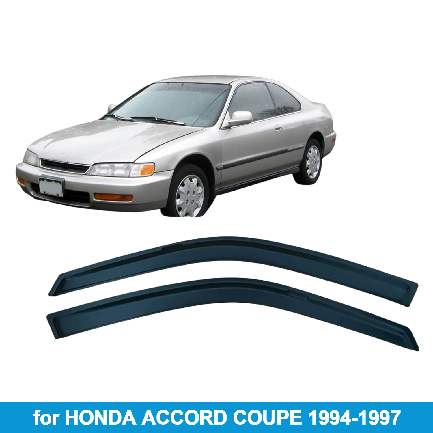 

Window Visor for HONDA ACCORD COUPE 1994-1997 Rain Guard Side Vent Deflector Weathershield Outside-Mount Tape On