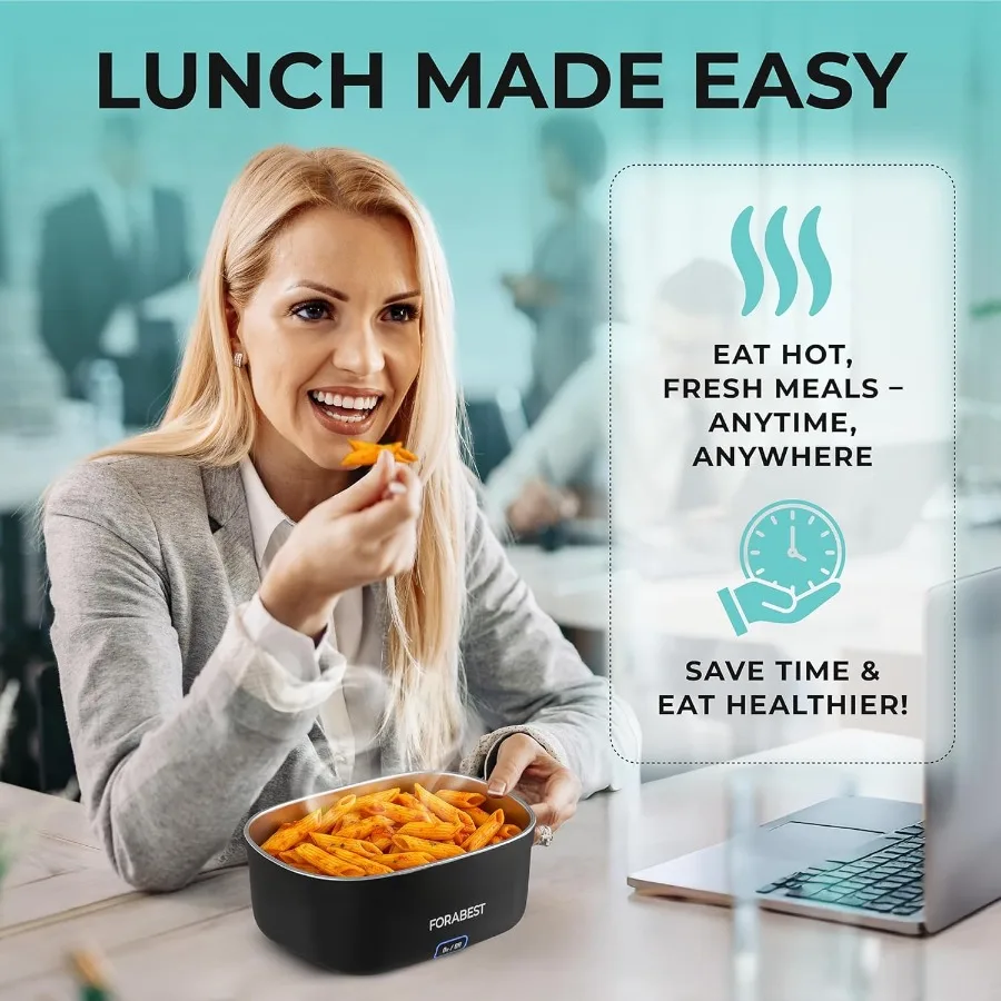 صندوق غداء ساخن 80 واط صندوق غداء كهربي للبالغين المحمولة جهاز تسخين الطعام مع 1.5L حاوية من الفولاذ المقاوم للصدأ أواني حقيبة حمل #6