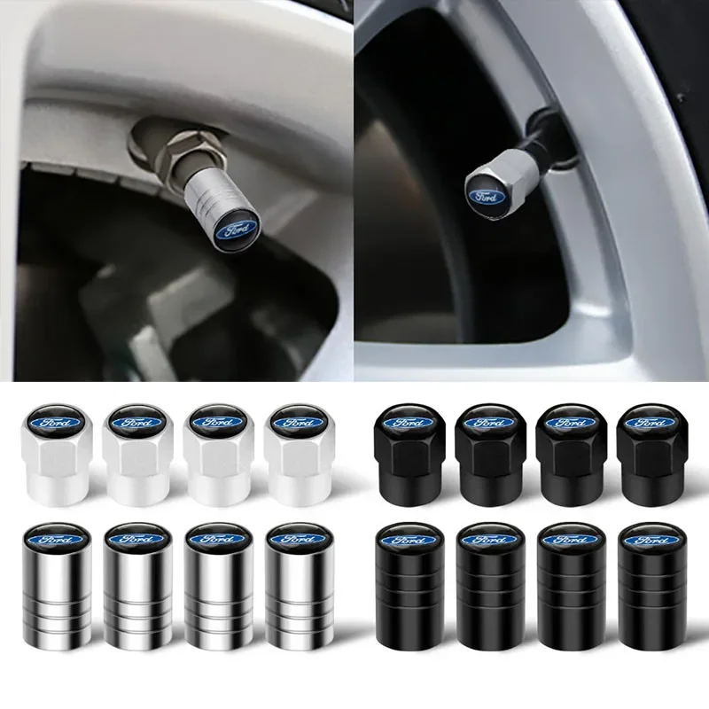 4Pcs/Set Car Wheel Tire Valve Caps Metal Stem Cover For Ford Escape Kuga Mondeo Ecosport Fiesta Focus 2 3 MK1 MK2 Fusion Ranger