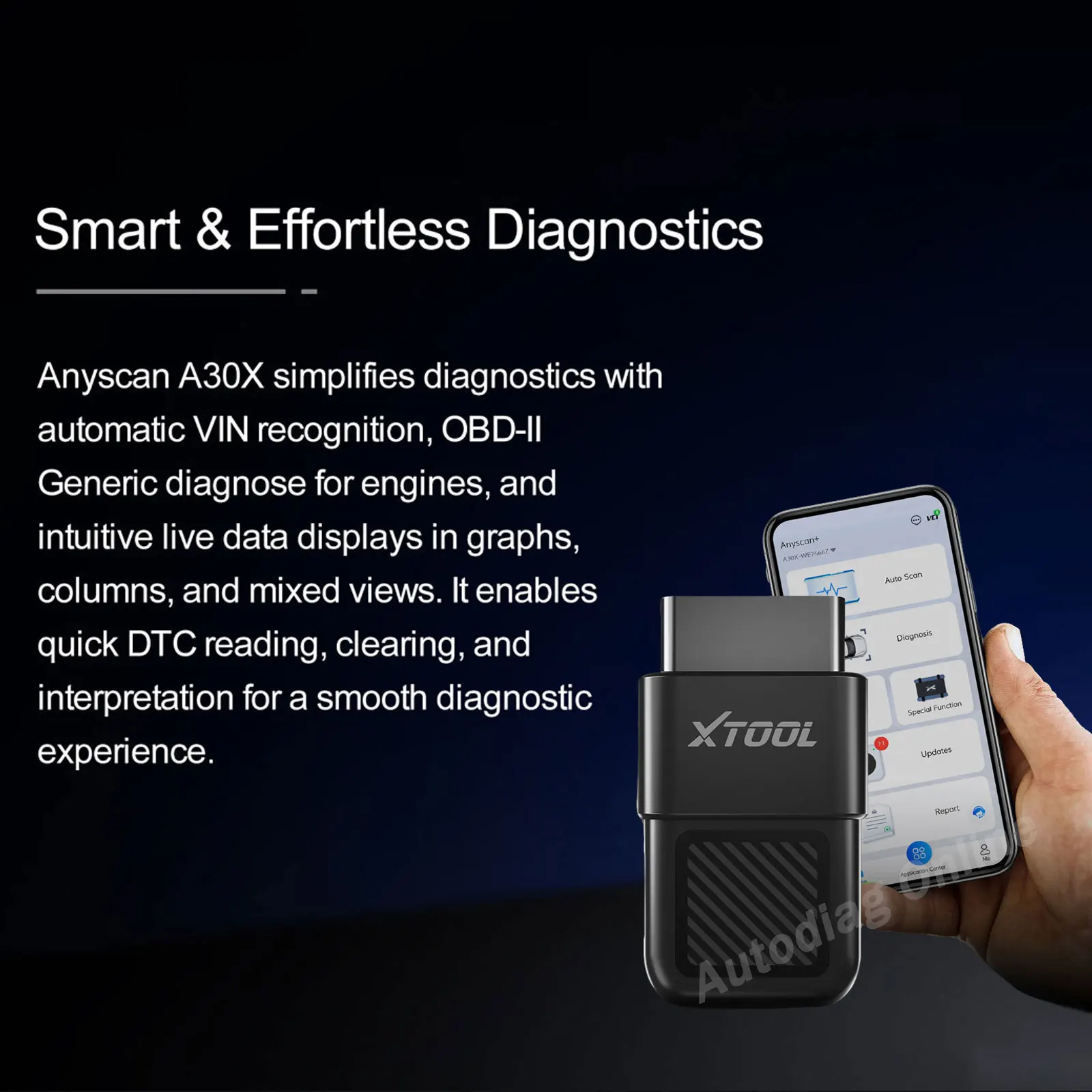 XTOOL Anyscan A30X Bluetooth OBD2 Scanner Strumento diagnostico per auto 26+ Reset Lettore di codici di servizio Diagnostica per veicolo FCA A30X Scan