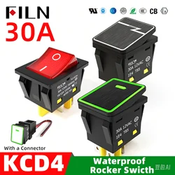 FILN 30A/250V resistente 4 pines DPST IP67 sellado impermeable T85 Auto barco Marine interruptor basculante de palanca con LED 12V 220V 30x22