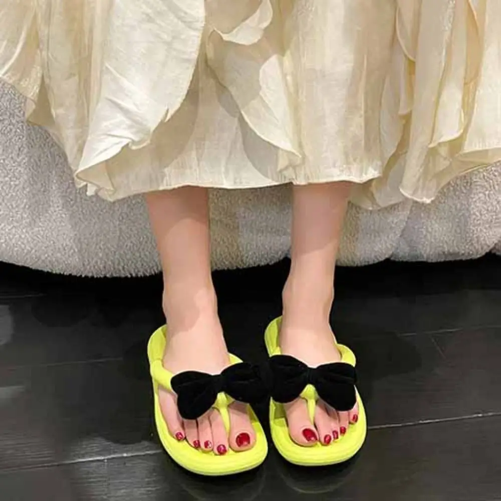 Sweet Bowknot Beachwear Flip Flops Anti Slip EVA Clip Toe Flip Flops Shoes Soft Sole Sweet Slippers Women Girls