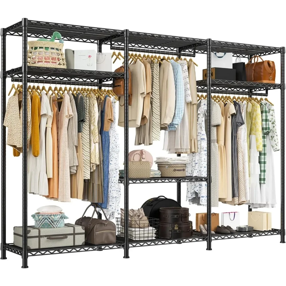 

Clothes Rack Heavy Duty Clothing Rack Load 795LBS Clothing Racks for Hanging Clothes Adjustable Wardrobe Closet Portable Heavy