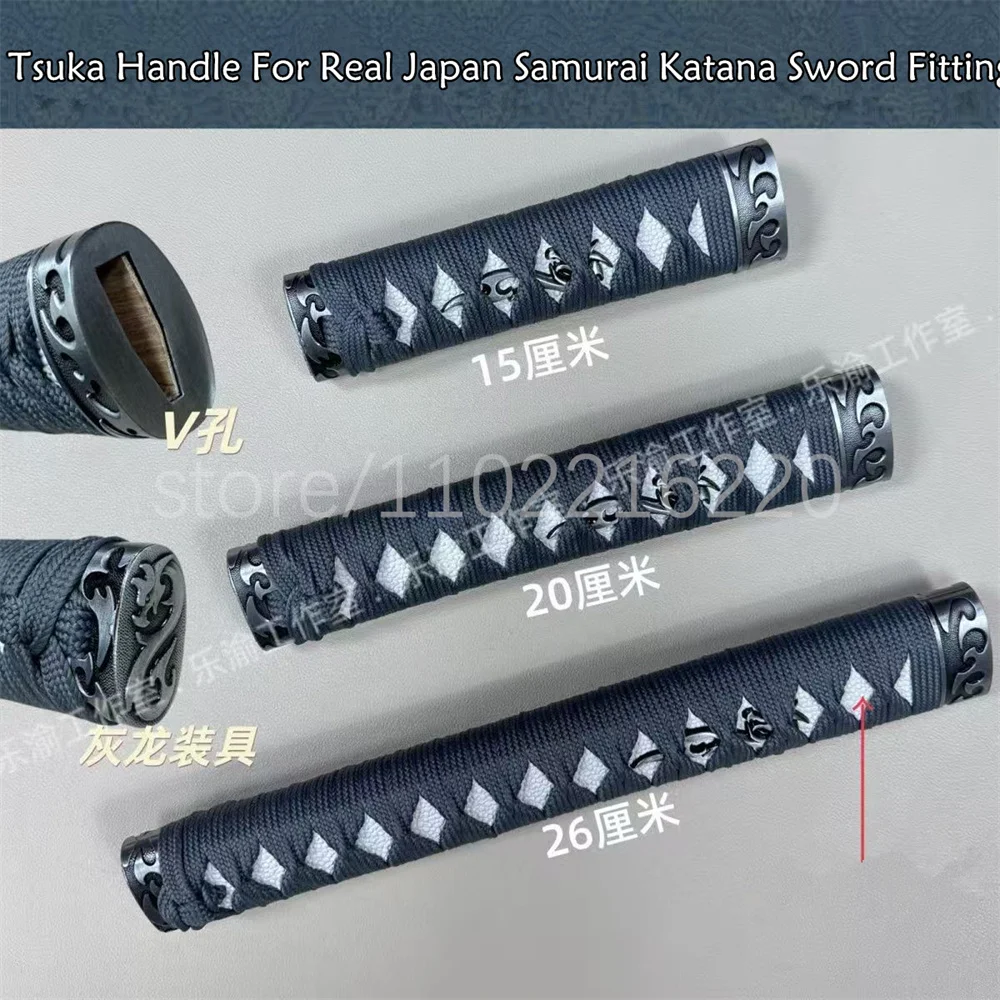 Nice Grey Tsuka Handle Hilt Alloy Dragon Fuchi Kashira Menuki For Real Japan Samurai Katana Sword Fittings Accessory