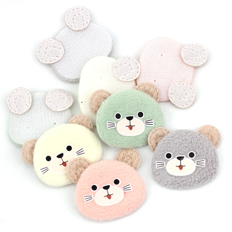 24Pcs 4cm Cartoon Plush Bear Padded Appliques For Headwear Hairpin Handmade Crafts Decor Accessories Bags Clothing Patches