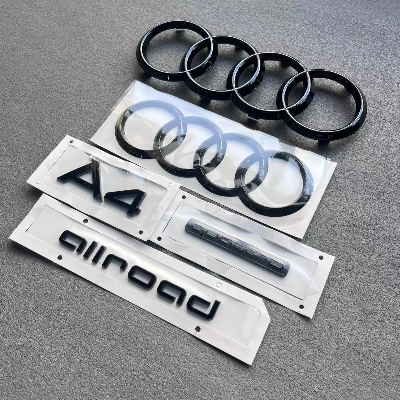 AUDI A4 2020-2024 4Ring logo ABS Black Car Hood Front Grill Rear Trunk Emblem Sticker A4 Mark Quarrto Allroad Emblem