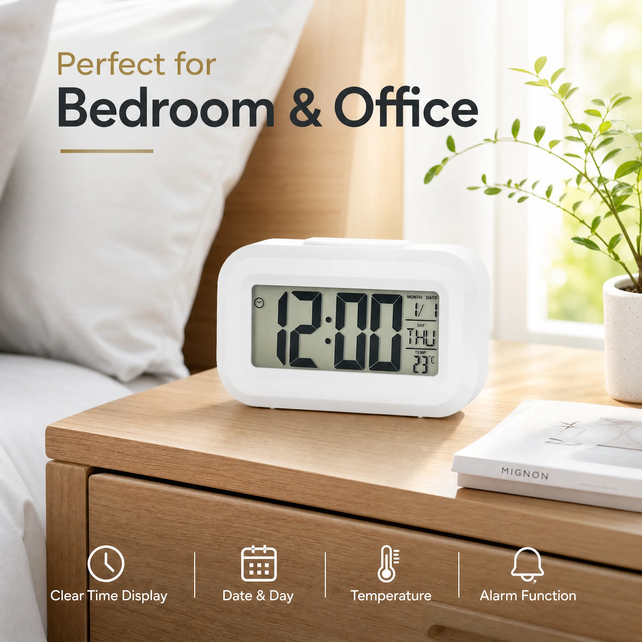 Mini Clock LED Digital Alarm Clock Backlight Snooze Data Time Calendar Desktop Multifunction Electronic Backlight Table Clock