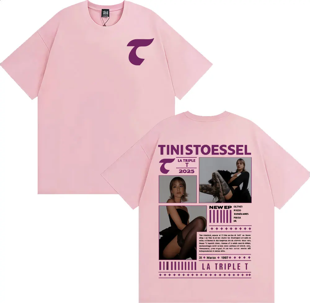 TINI STOESSEL La Triple T Fectura 2025 جولة ميرش تي شيرت الرجال النساء Harajuku الجمالية تي شيرت ريترو عادية 100% القطن تي شيرت #4