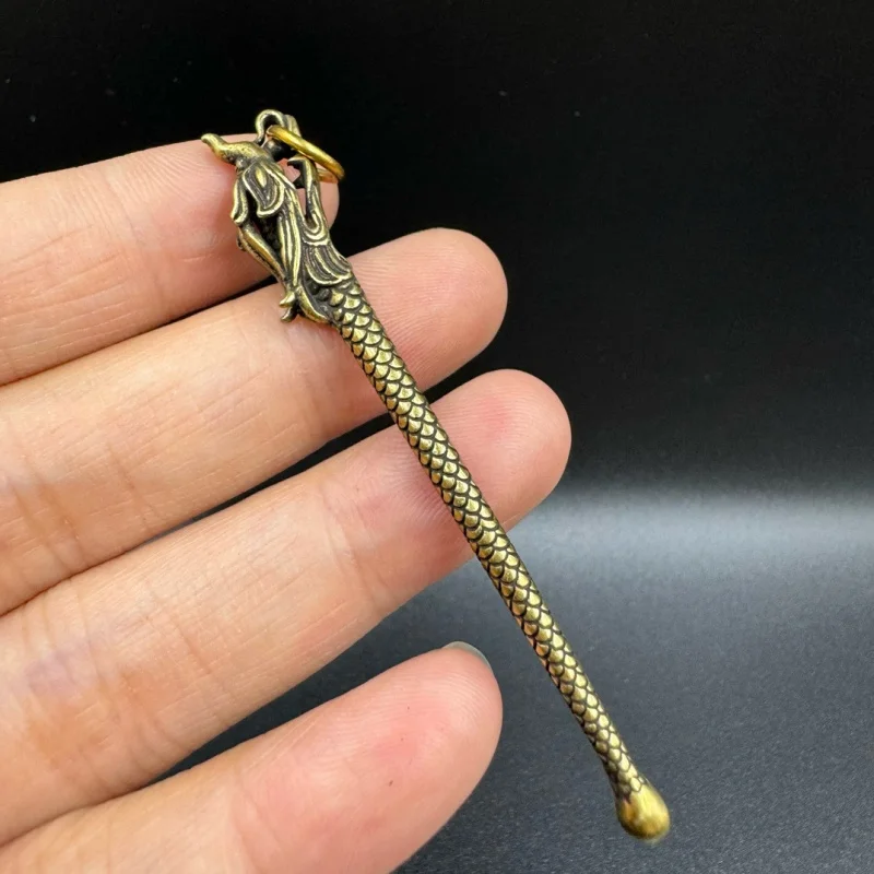 Brass Pick Craft Ear Spoon Creative Keychain Pendant Personality Small Copperware Birthday Gift Hanging Decoration Accessory