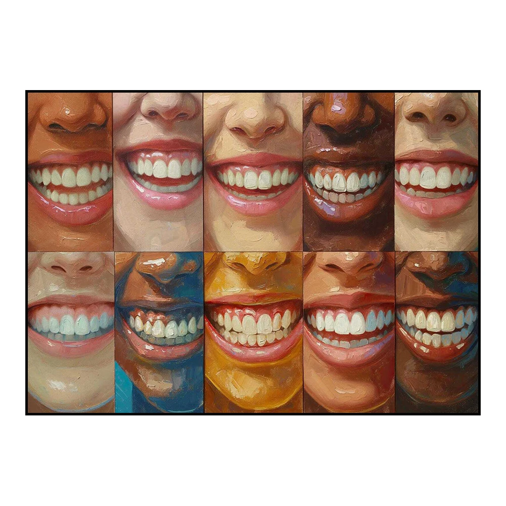 Fun Toothbrush Art: Dental-Themed Abstract Orthodontic Braces Canvas Poster – Dental Clinic Decor