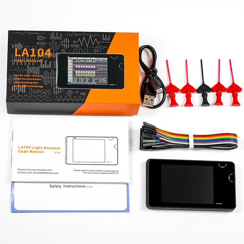 

ABBN-LA104 Digital Logic Analyzer 2.8"Screen 4 Channels Oscilloscope SPI IIC UART Programmable 100M Sa/S Max Sampling Rate