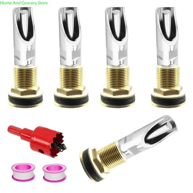 

0XXA 5Pcs Stainless Steel Automatic Pig Nipple Waterer for Pig and Goat with Brass Connector and Drill Bit for Livestocks