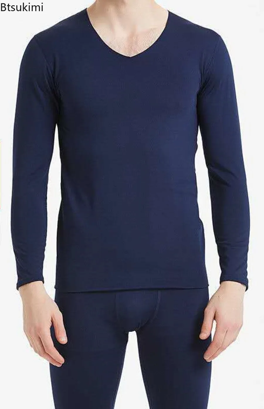 2026 الرجال الخامس الرقبة ملابس اخلية حرارية مجموعات Traceless الصوف سليم صالح مريحة طويلة جونز مجموعات الشتاء ملابس حرارية فائقة النعومة #4