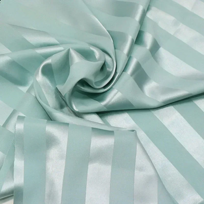 Stretchy Wide Stripe Jacquard Satin Imitation Silk Charmeuse Qualified Fabric